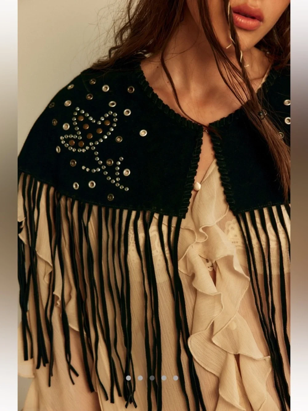 Free People Lights Out Suede Embellished Cape